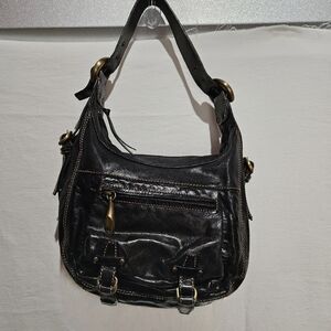 Vintage Francesco Biasia Black Leather Shoulder Bag